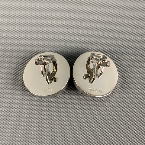 WE 11 DONE Silver Black Round Crystal Clip-On Stud Earrings