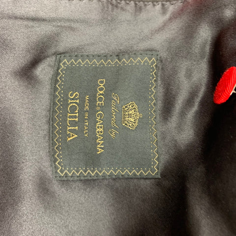 DOLCE & GABBANA Sicilia Size 44 Regular Red Jacquard Polyester Notch Lapel 3 Piece Suit