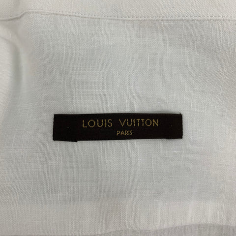 LOUIS VUITTON Size XL White Linen Button Up Long Sleeve Shirt