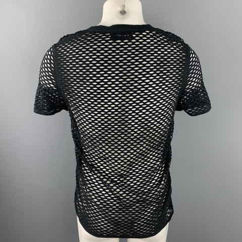 IRO Size M Black Mesh Cotton Blend Crew-Neck T-shirt