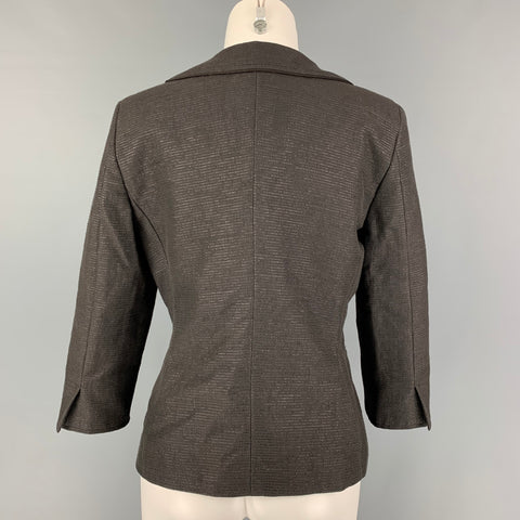 MAX MARA Size 10 Brown Cotton Blend Textured Jacket