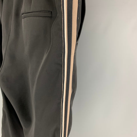CMMN SWND Size 30 Black Taupe Striped Trim Polyester Casual Pants