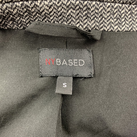 NY BASED Size S Grey & Black Herringbone Cotton / Wool Sport Coat