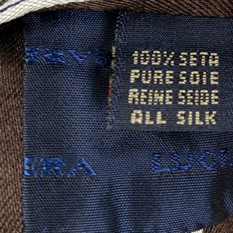 LUCIANO BARBERA Brown White Stripe Silk Tie