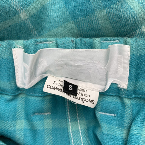COMME des GARCONS GANRYU Size S Aqua Plaid Wool / Nylon Elastic Waistband Casual Pants