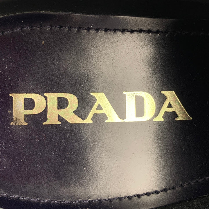 PRADA Size 6.5 Navy & White Perforated Leather Platform Lace Up Shoes
