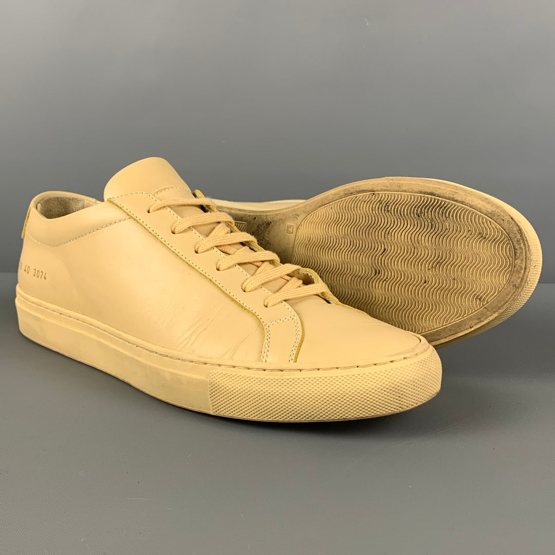 COMMON PROJECTS Size 7 Yellow Leather Low Top Sneakers