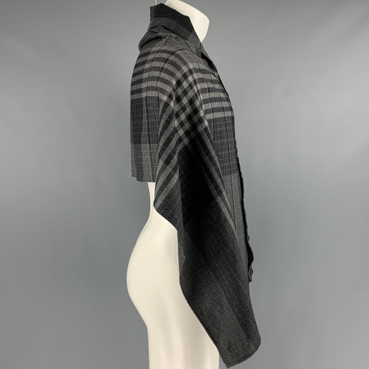ENGINEERED GARMENTS Grey Black Plaid Wool Woven Shawl