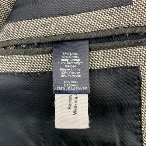 J. CREW Ludlow Size 38 Regular Grey Nailhead Linen / Cotton Notch Lapel Suit