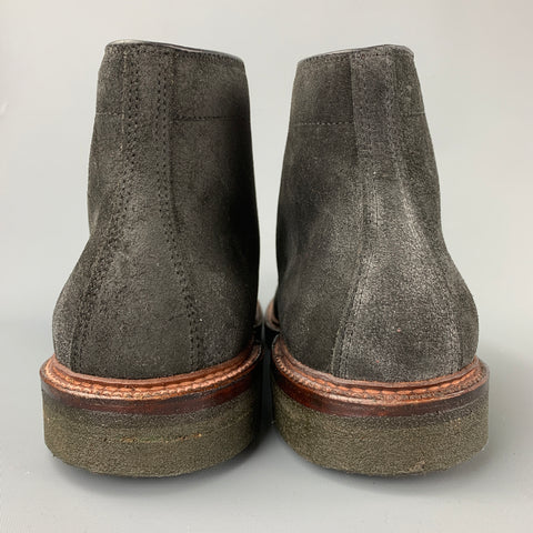 ALDEN x Context Rough Roy Boot Earth Chamois Size 10 Black Textured Leather Crepe Sole Boots