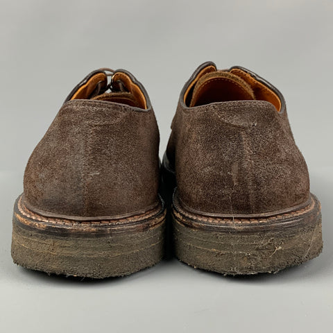 ALDEN Size 11 Brown Distressed Suede Lace Up Shoes