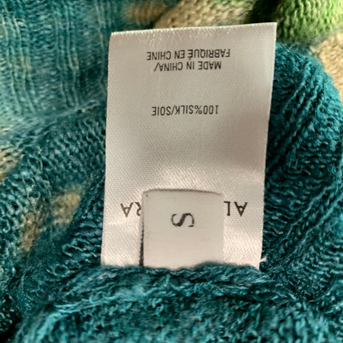 ALTUZARRA Size S Green Blue Silk Tie Dye Cropped Casual Top