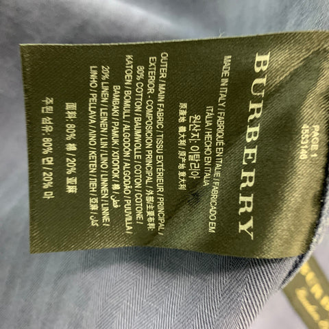 BURBERRY Size 44 Blue Wash Cotton Linen Worker Jacket