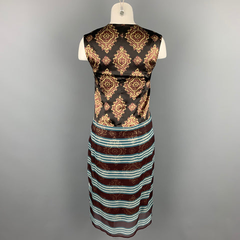 DRIES VAN NOTEN Size 2 Multi-Color Print Silk Sleeveless Shift Dress