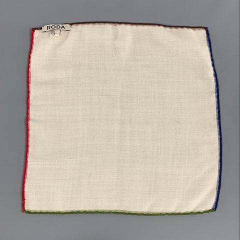 RODA Cream Multi-Color Wool  Silk Pocket Square