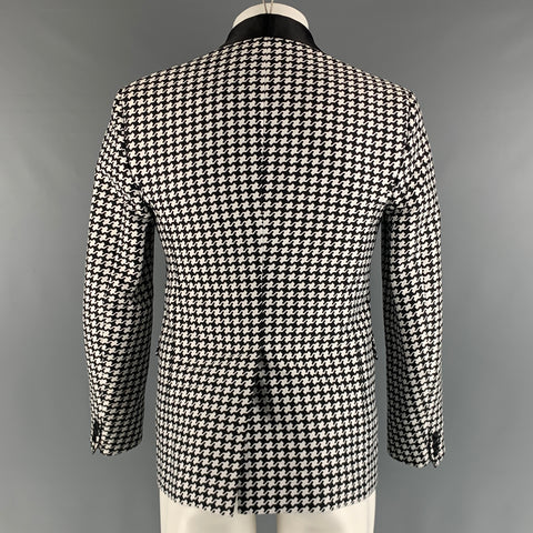 DSQUARED2  Size 38 Long Black White Houndstooth Cotton Silk Sport Coat