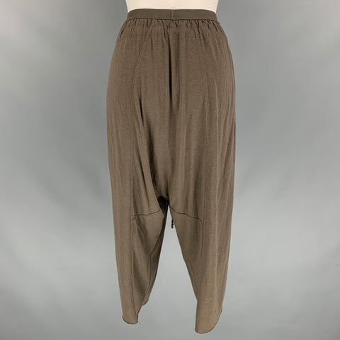 RICK OWENS LILIES Size 8 Olive Viscose Blend Drop-Crotch Cropped Casual Pants