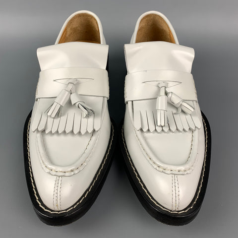 AMI by ALEXANDRE MATTIUSSI Size 9 White Leather Tassels Spazzo Moccasin Loafers