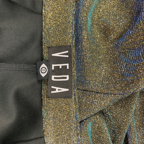 VEDA Size 2 Gold Polyeser / Lurex Metallic Flared Dress Pants