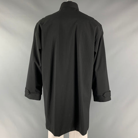 SHANGHAI TANG Size XL Black Wool Blend Double Breasted Coat