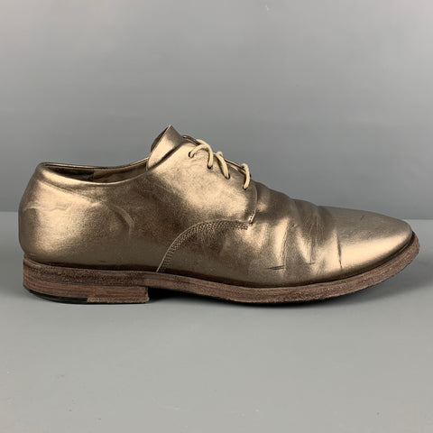 DEL CARLO Size 8 Gold Metallic Leather Lace Up Shoes