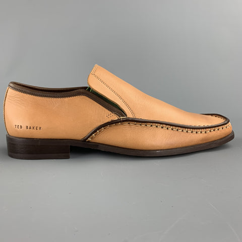 TED BAKER Size 9 Tan Stitched Leather Loafers