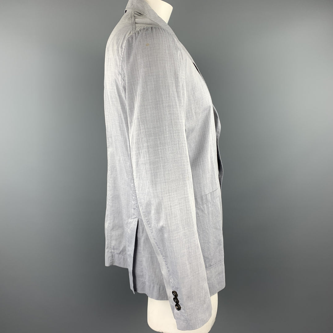 YVES SAINT LAURENT Size 44 Grey Window Pane Cotton Light Weight Sport Coat