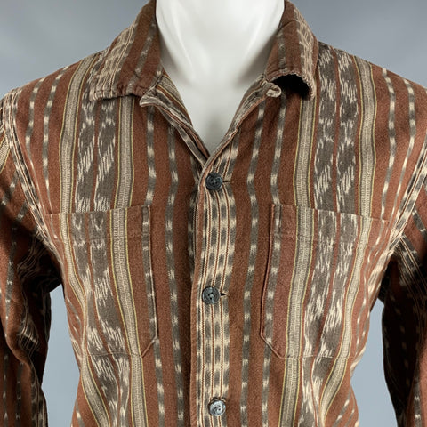 TODD SNYDER Size M Brown Grey Jacquard Cotton Long Sleeve Shirt
