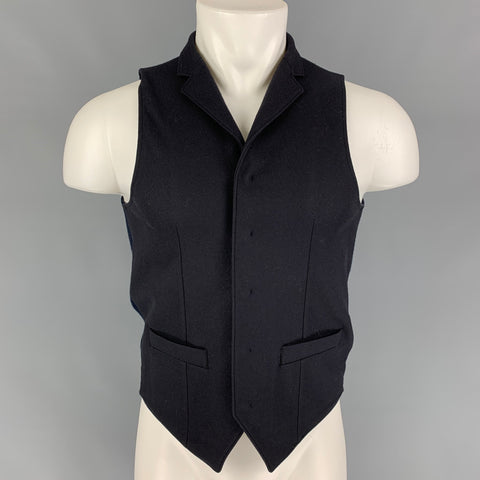 EMPORIO ARMANI Size 34 Navy Wool Blend Snaps Vest