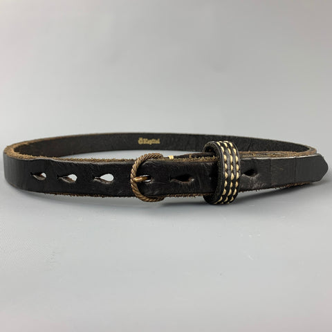 KAPITAL Waist Size 34 Black Contrast Stitch Leather Belt