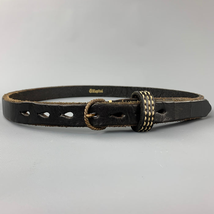 KAPITAL Waist Size 34 Black Contrast Stitch Leather Belt