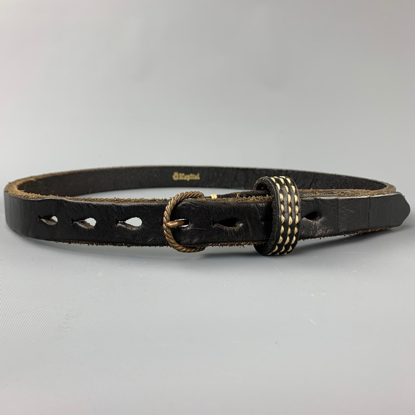 KAPITAL Waist Size 34 Black Contrast Stitch Leather Belt – Sui