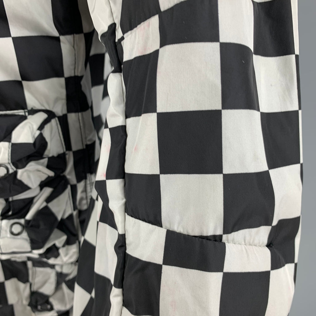 NICK WOOSTER Size M Black White Checkered Nylon Hooded Jacket