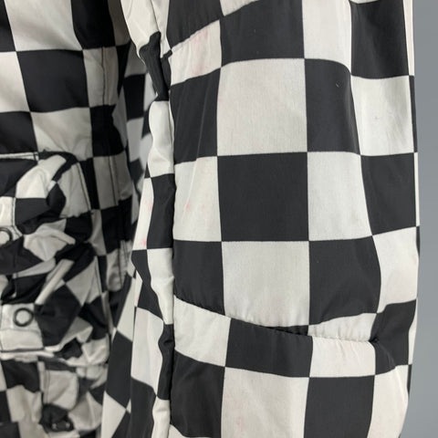 NICK WOOSTER Taille M Veste à capuche en nylon à carreaux blanc noir