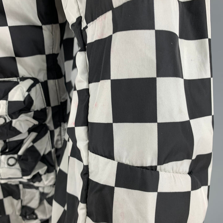 NICK WOOSTER Size M Black White Checkered Nylon Hooded Jacket