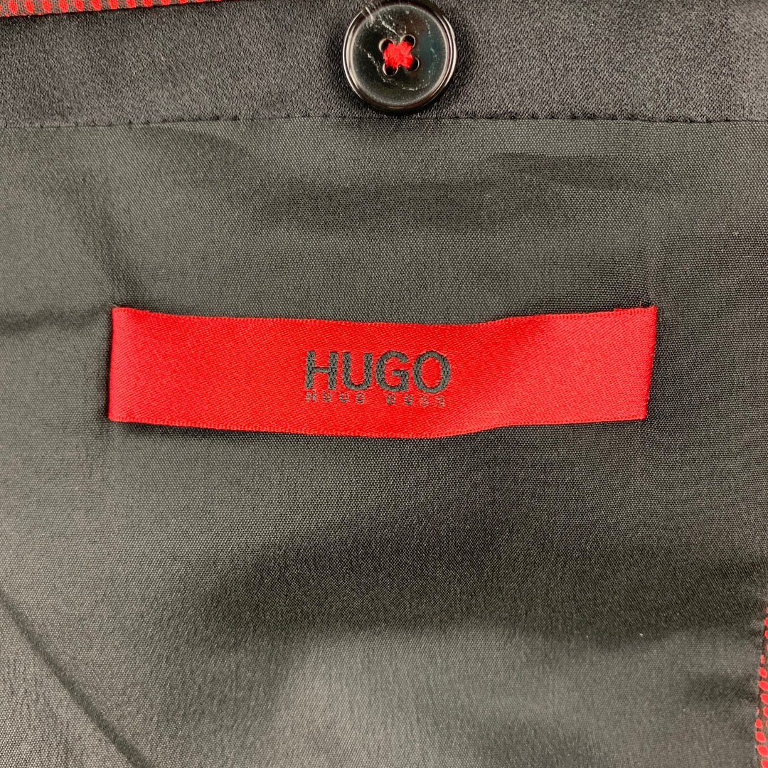 HUGO BOSS Size 36 Black Sequined Viscose Blend Notch Lapel Sport Coat