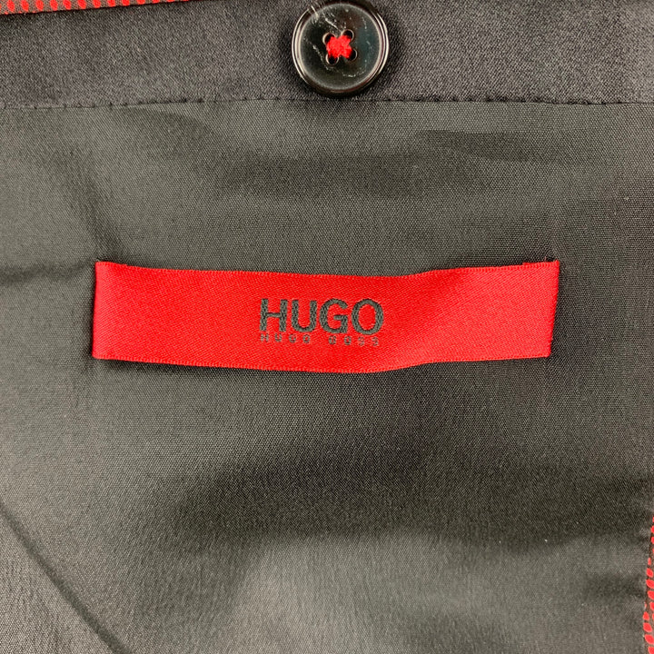 HUGO BOSS Talla 36 Abrigo deportivo con solapa de muesca y mezcla de viscosa con lentejuelas negras