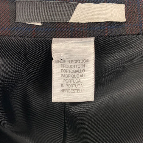 PS by PAUL SMITH Size 42 Burgundy & Navy Plaid Wool Notch Lapel Sport Coat
