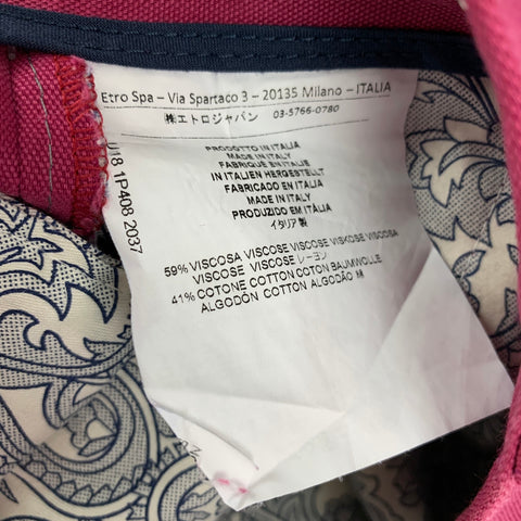 ETRO Size 32 Raspberry Viscose Cotton Zip Fly Dress Pants