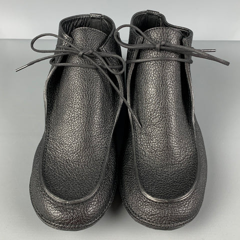 THE ROW Size 7.5 Black Leather Moccasin Lace Up Shoes