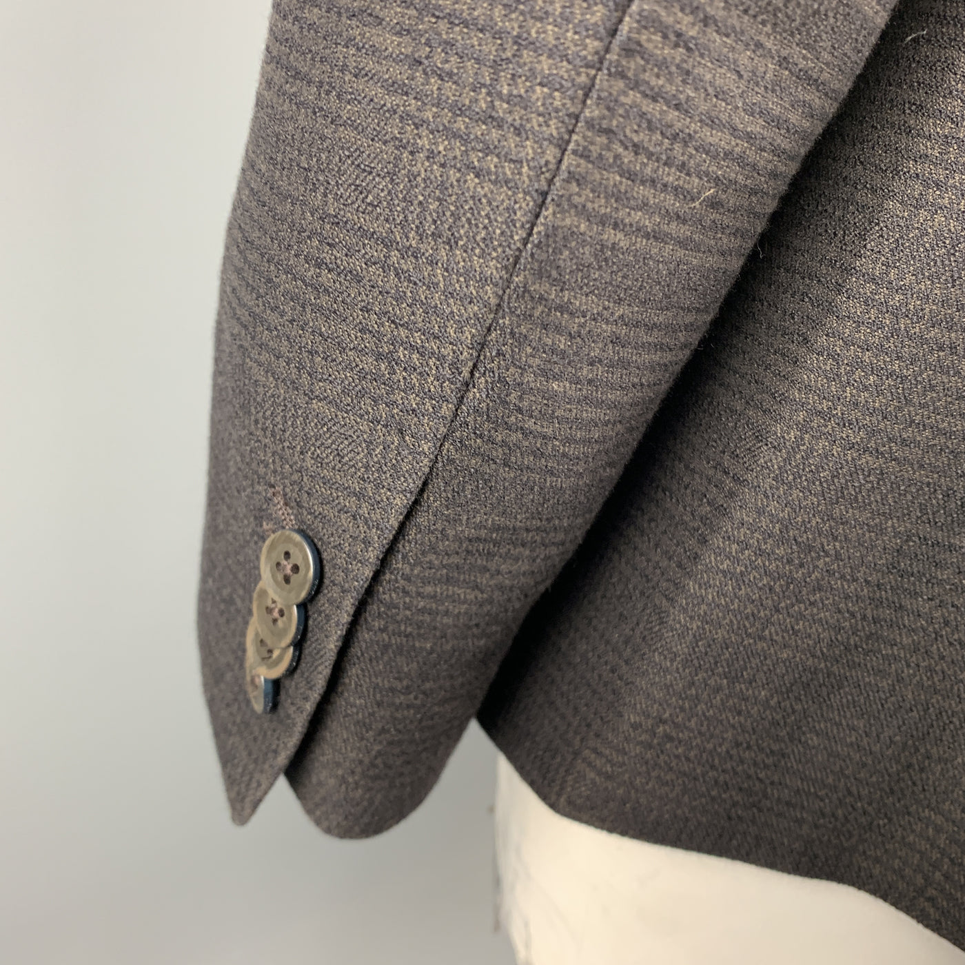 Z ZEGNA Size 44 Brown & Navy Plaid Regular Cotton / Wool Sport Coat