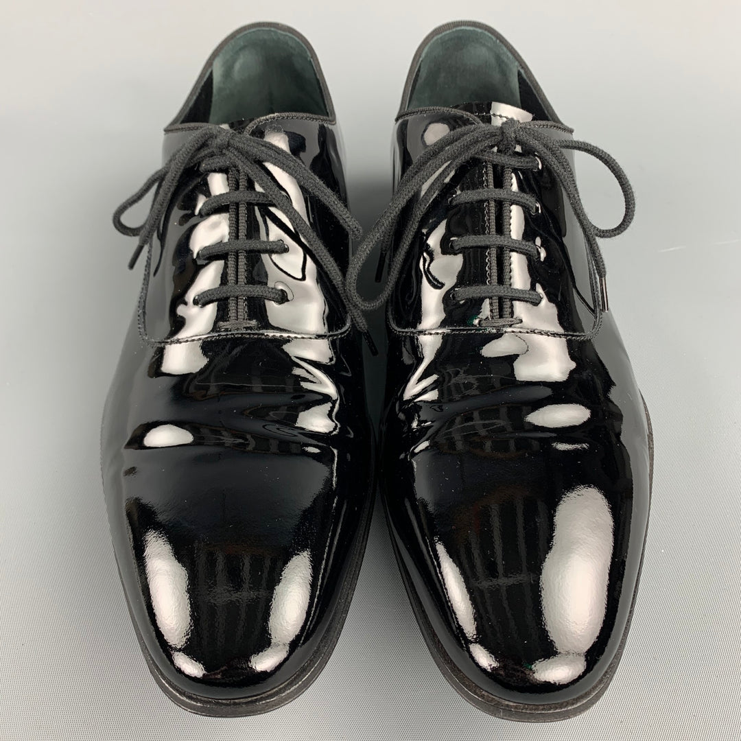 PAUL SMITH Taille 9 Chaussures habillées à lacets en cuir verni noir