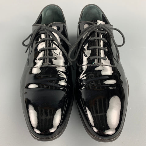 PAUL SMITH Taille 9 Chaussures habillées à lacets en cuir verni noir