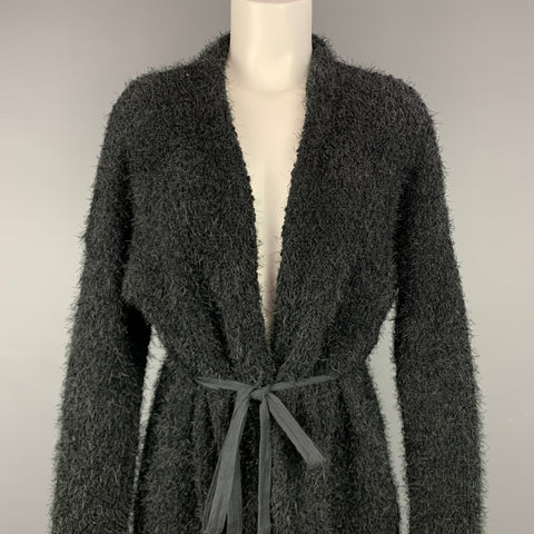 CURRENT AIR Cárdigan con cinturón de acrílico texturizado de punto negro talla XS