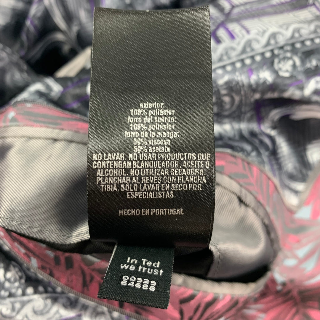 TED BAKER Size 42 Pink Steel Blue Jacquard Polyester Sport Coat