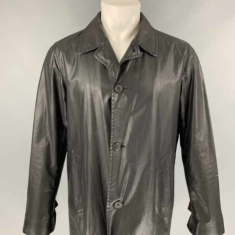 MARC JACOBS Talla 38 Abrigo abotonado de mezcla de algodón revestido negro
