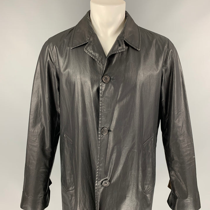 MARC JACOBS Taille 38 Manteau boutonné en coton mélangé enduit noir