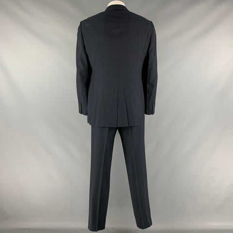 PRADA Size 44 Navy Virgin Wool Silk Single Breasted Suit