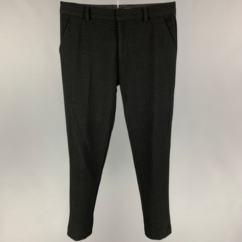 MR TURK Size 31 Black Plaid Polyester Blend Zip Fly Dress Pants