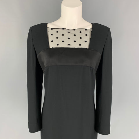 SAINT LAURENT Talla 8 Vestido por encima de la rodilla con mezcla de acetato negro y tejidos mixtos